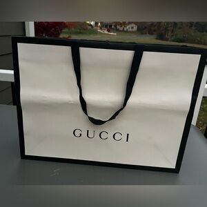 Gucci Black and White Tote Paper Bag